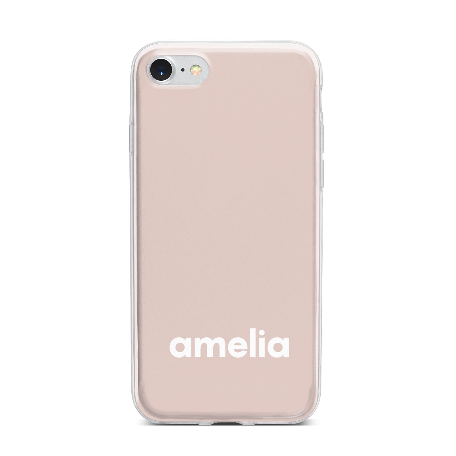 Simple Blush Pink with Name iPhone 7 Bumper Case on Silver iPhone