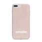 Simple Blush Pink with Name iPhone 7 Plus Bumper Case on Silver iPhone