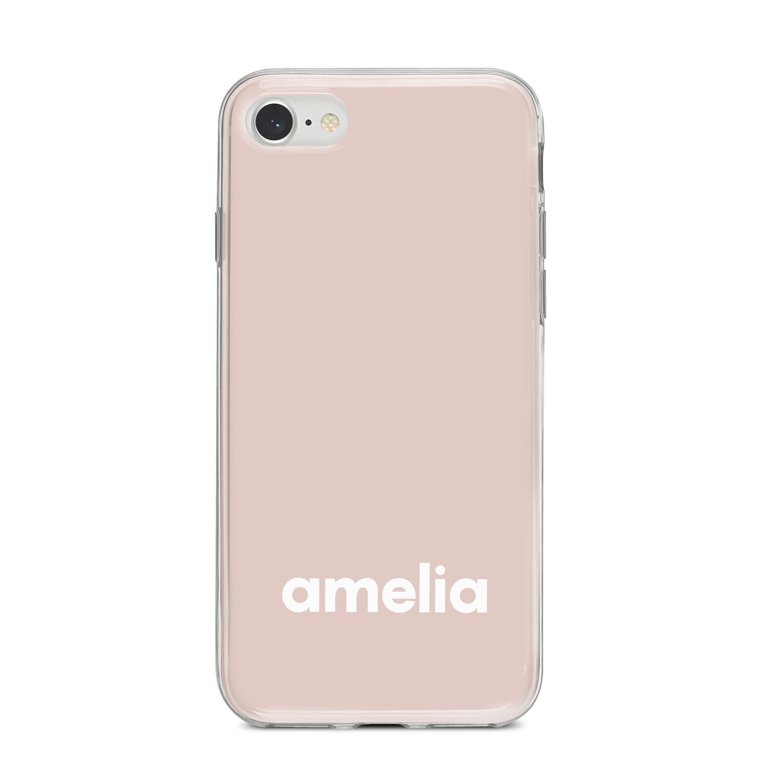 Simple Blush Pink with Name iPhone 8 Bumper Case on Silver iPhone