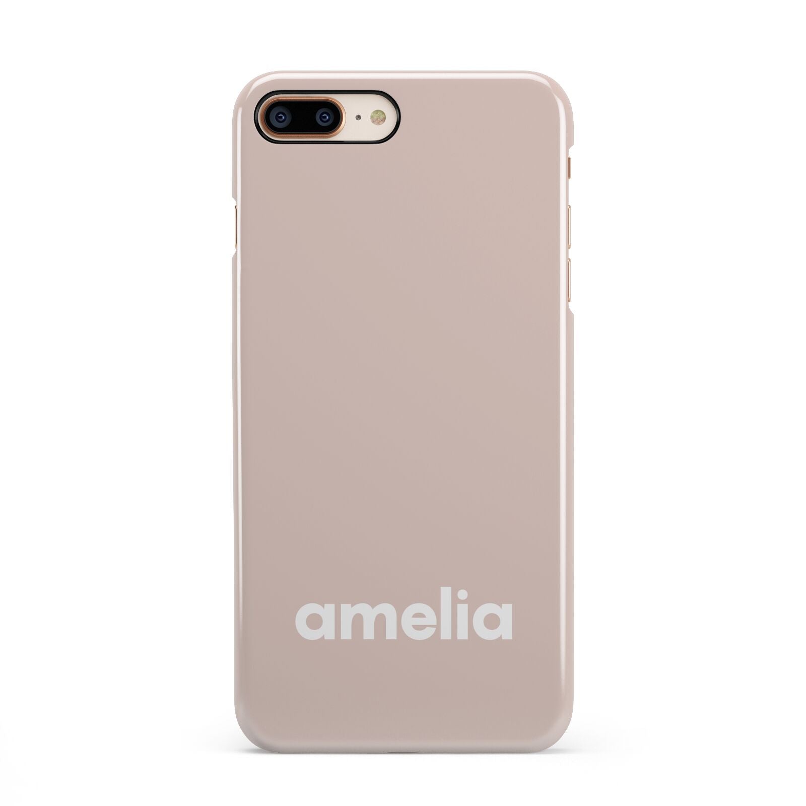 Simple Blush Pink with Name iPhone 8 Plus 3D Snap Case on Gold Phone