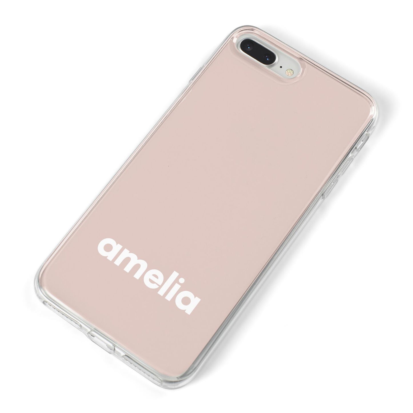 Simple Blush Pink with Name iPhone 8 Plus Bumper Case on Silver iPhone Alternative Image