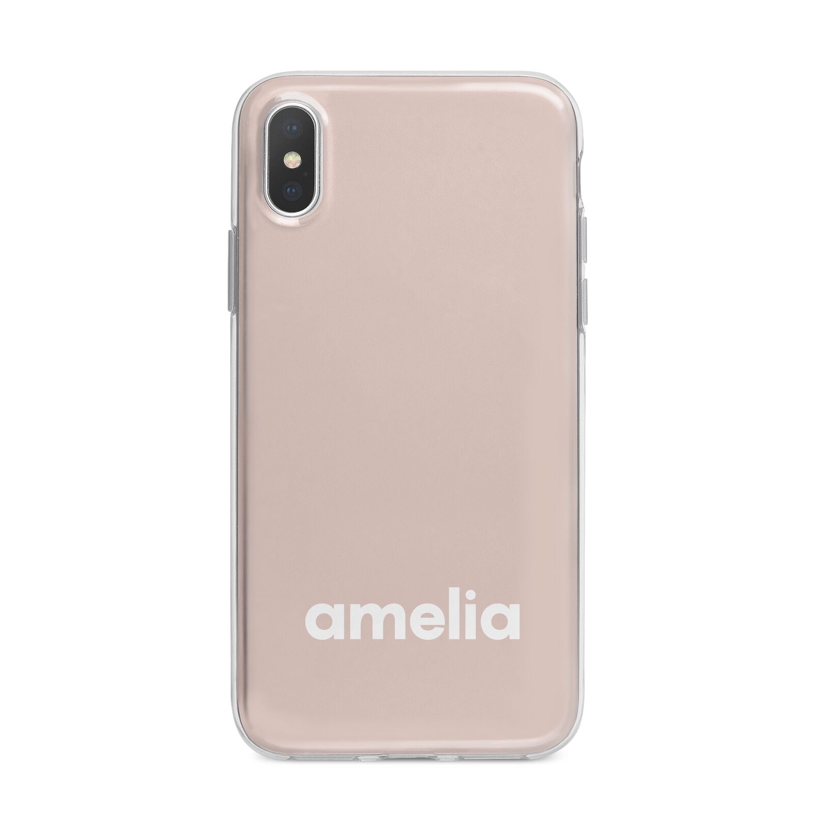 Simple Blush Pink with Name iPhone X Bumper Case on Silver iPhone Alternative Image 1