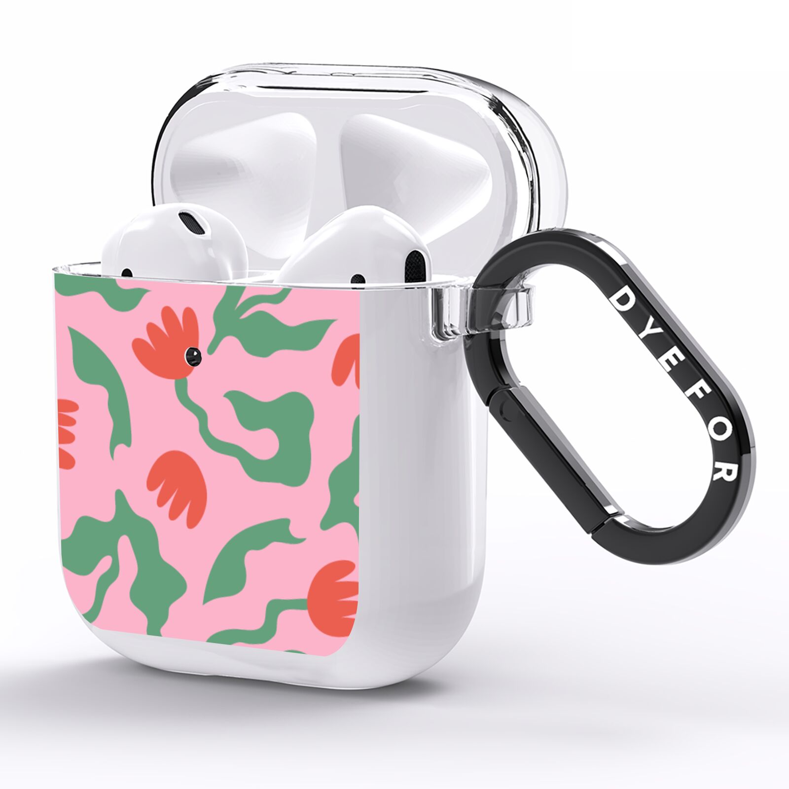 Simple Floral AirPods Clear Case Side Image