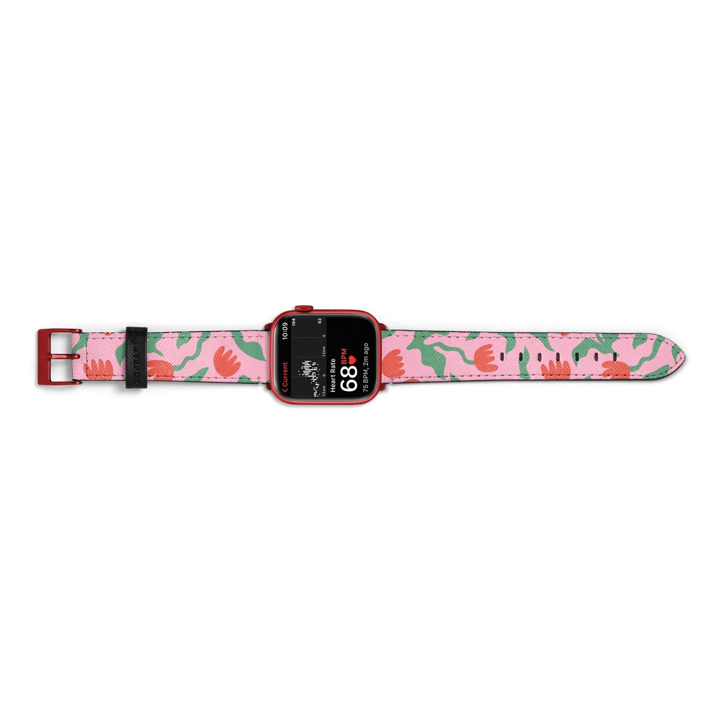 Simple Floral Apple Watch Strap Size 38mm Landscape Image Red Hardware