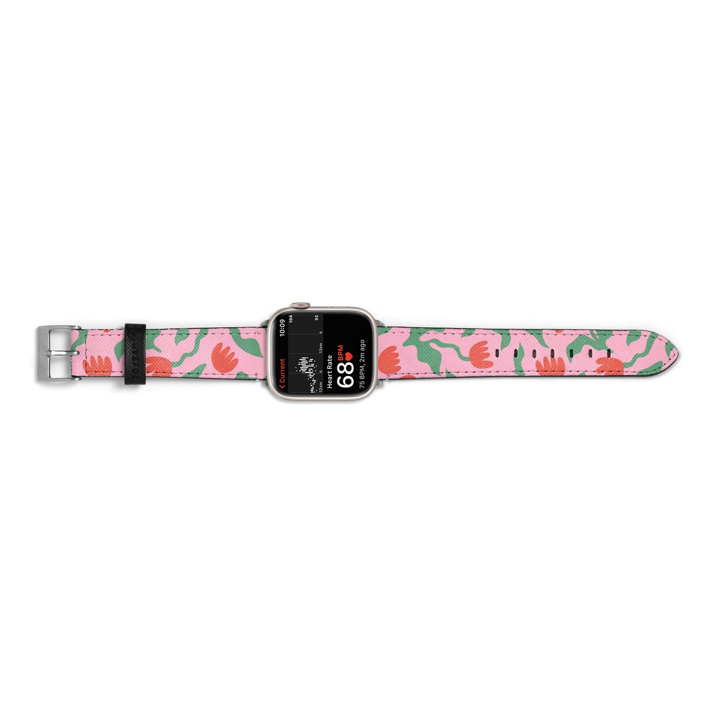 Simple Floral Apple Watch Strap Size 38mm Landscape Image Silver Hardware