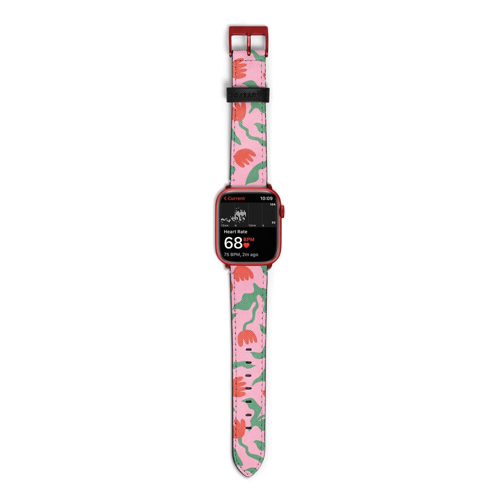 Simple Floral Apple Watch Strap Size 38mm with Red Hardware