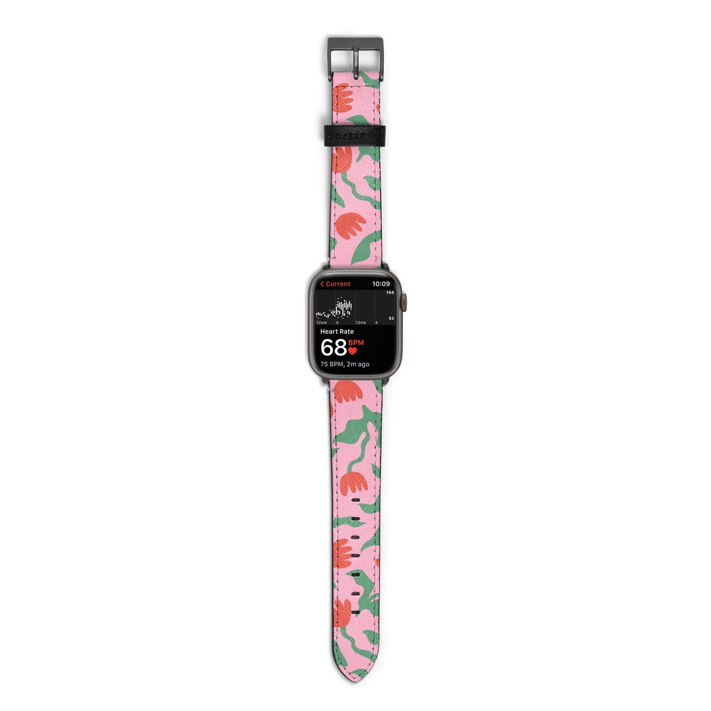 Simple Floral Apple Watch Strap Size 38mm with Space Grey Hardware
