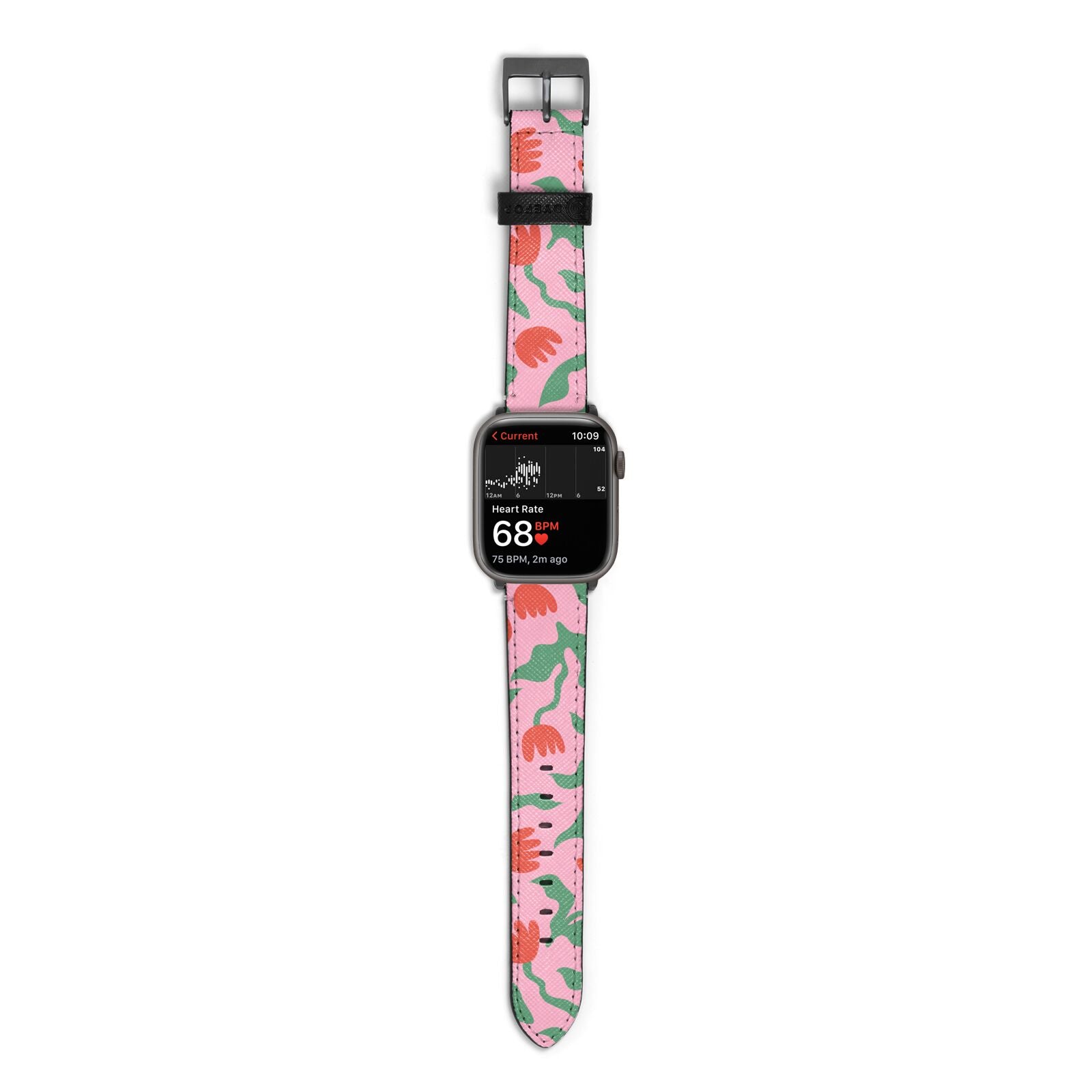 Simple Floral Apple Watch Strap Size 38mm with Space Grey Hardware
