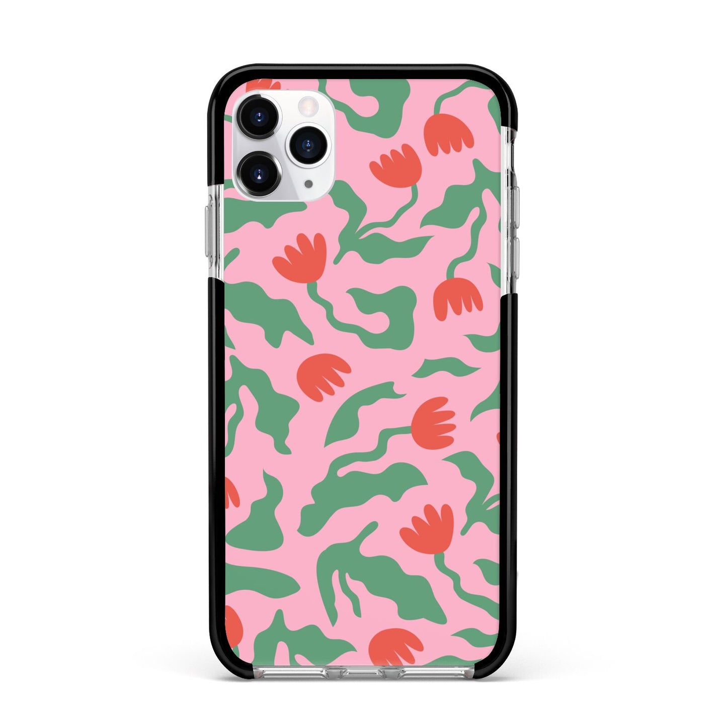 Simple Floral Apple iPhone 11 Pro Max in Silver with Black Impact Case