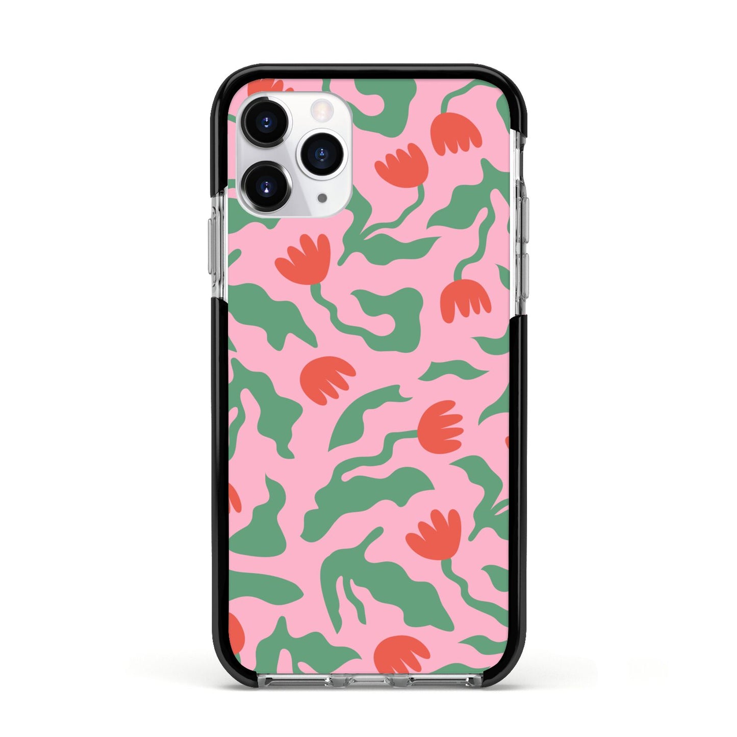 Simple Floral Apple iPhone 11 Pro in Silver with Black Impact Case