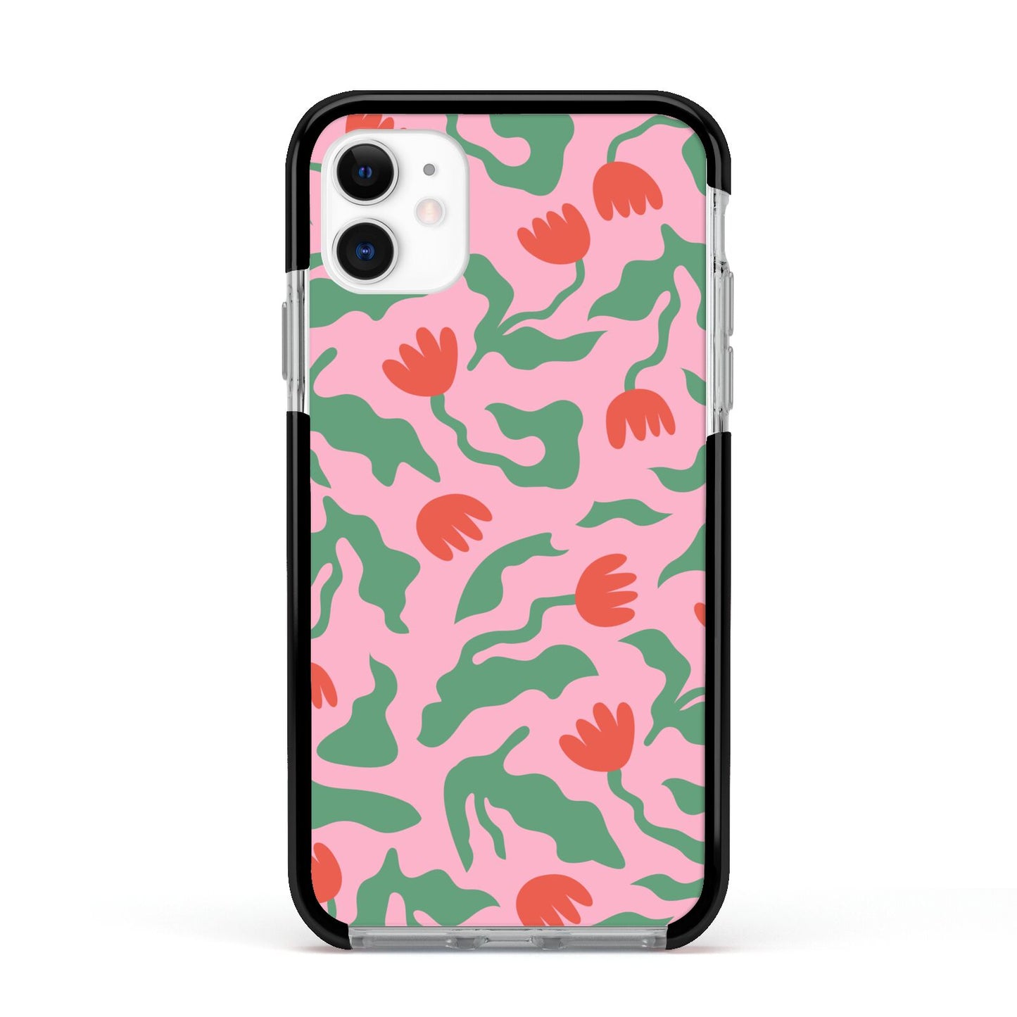 Simple Floral Apple iPhone 11 in White with Black Impact Case