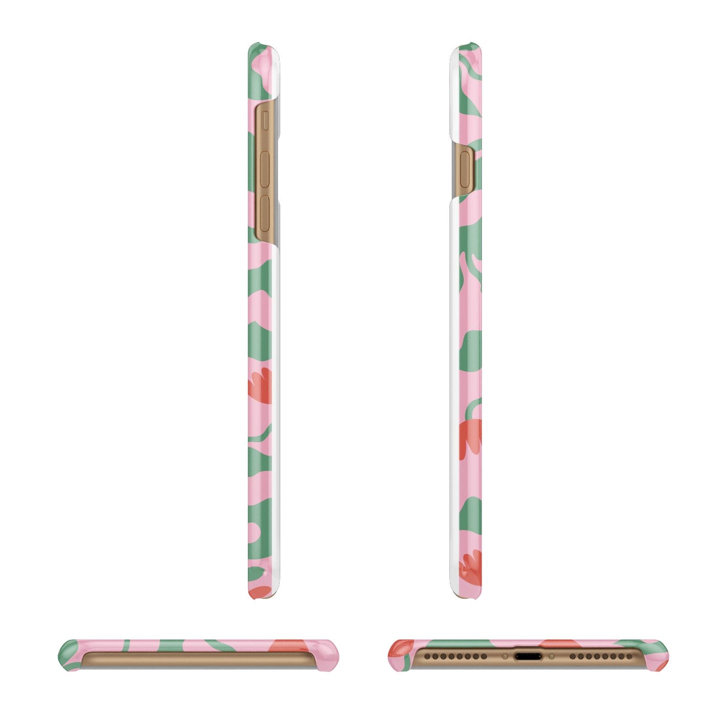 Simple Floral Apple iPhone 7 Plus 3D Wrap Snap Case Angled Images