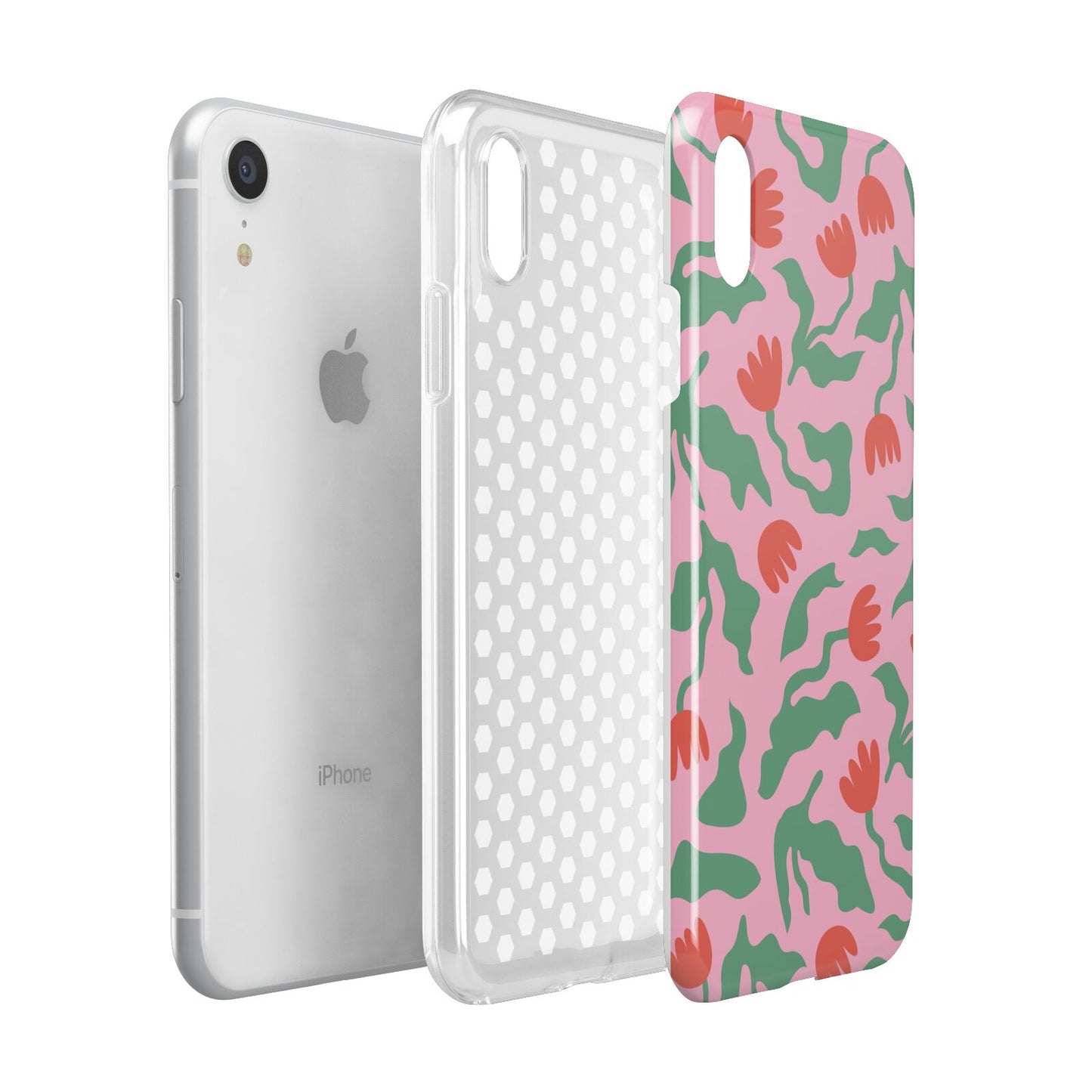 Simple Floral Apple iPhone XR White 3D Tough Case Expanded view