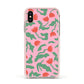 Simple Floral Apple iPhone Xs Impact Case Pink Edge on Gold Phone