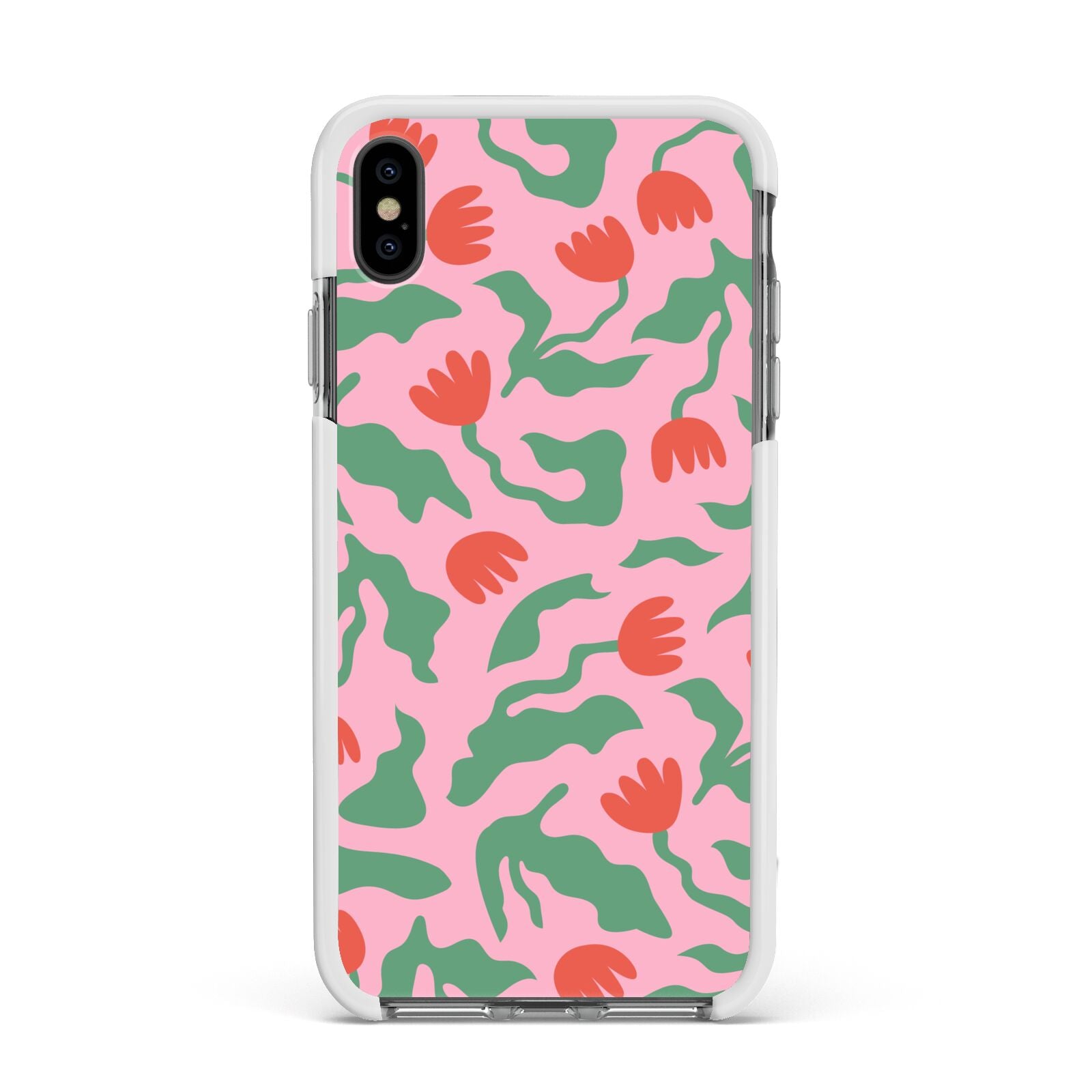 Simple Floral Apple iPhone Xs Max Impact Case White Edge on Black Phone
