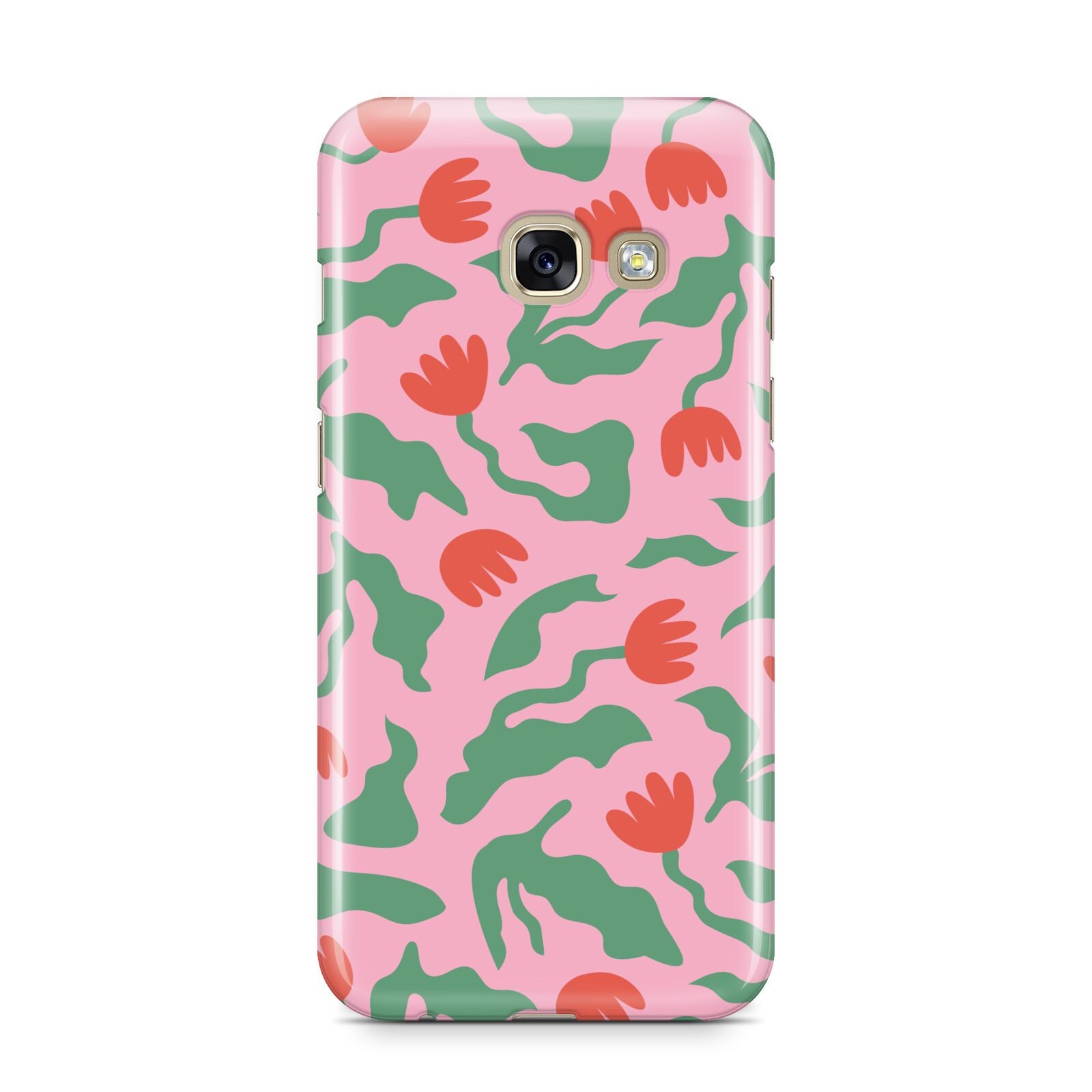 Simple Floral Samsung Galaxy A3 2017 Case on gold phone