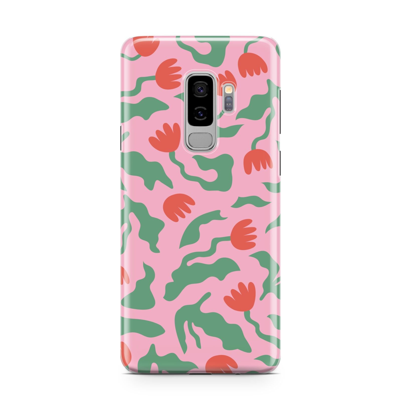 Simple Floral Samsung Galaxy S9 Plus Case on Silver phone