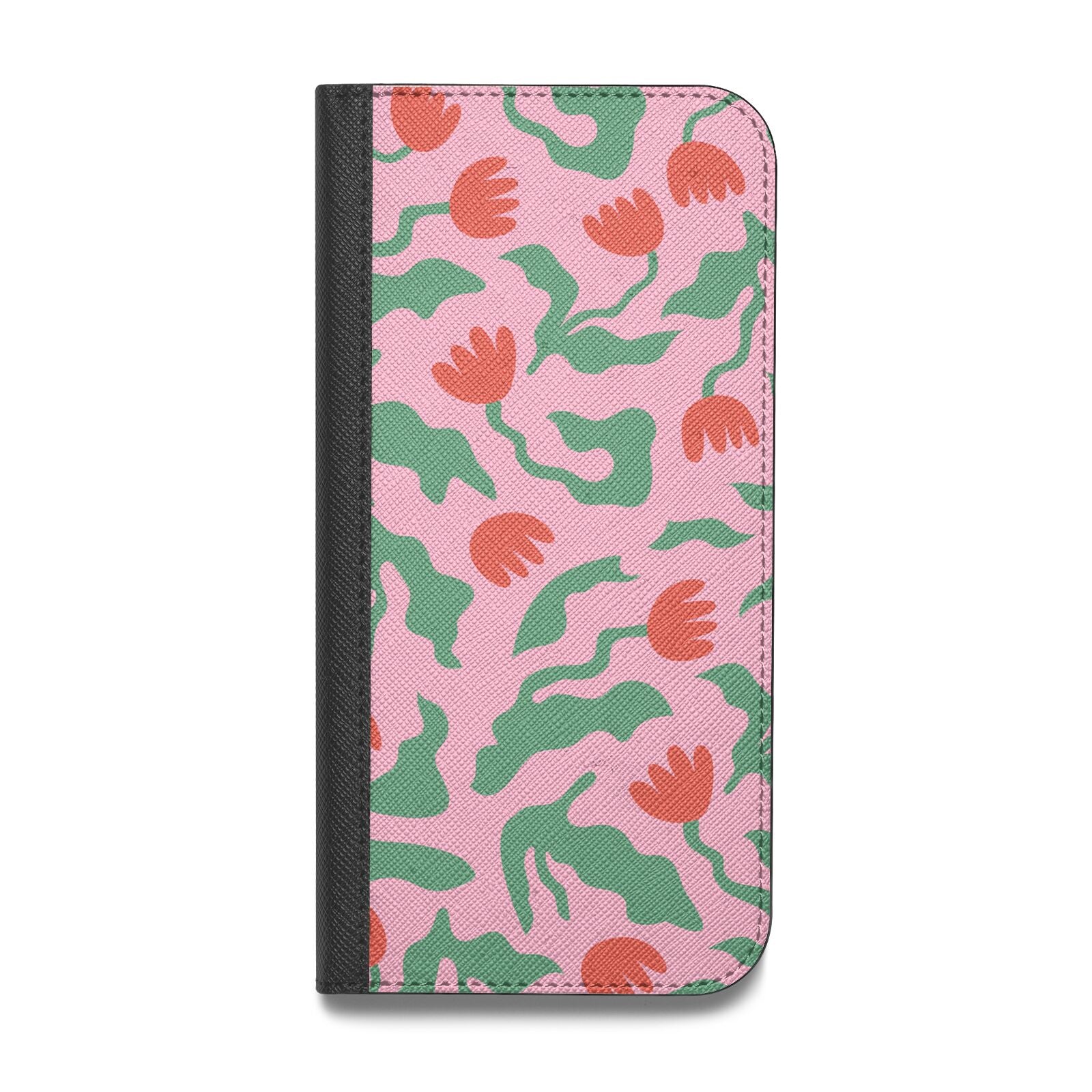 Simple Floral Vegan Leather Flip Samsung Case