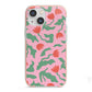 Simple Floral iPhone 13 Mini TPU Impact Case with Pink Edges