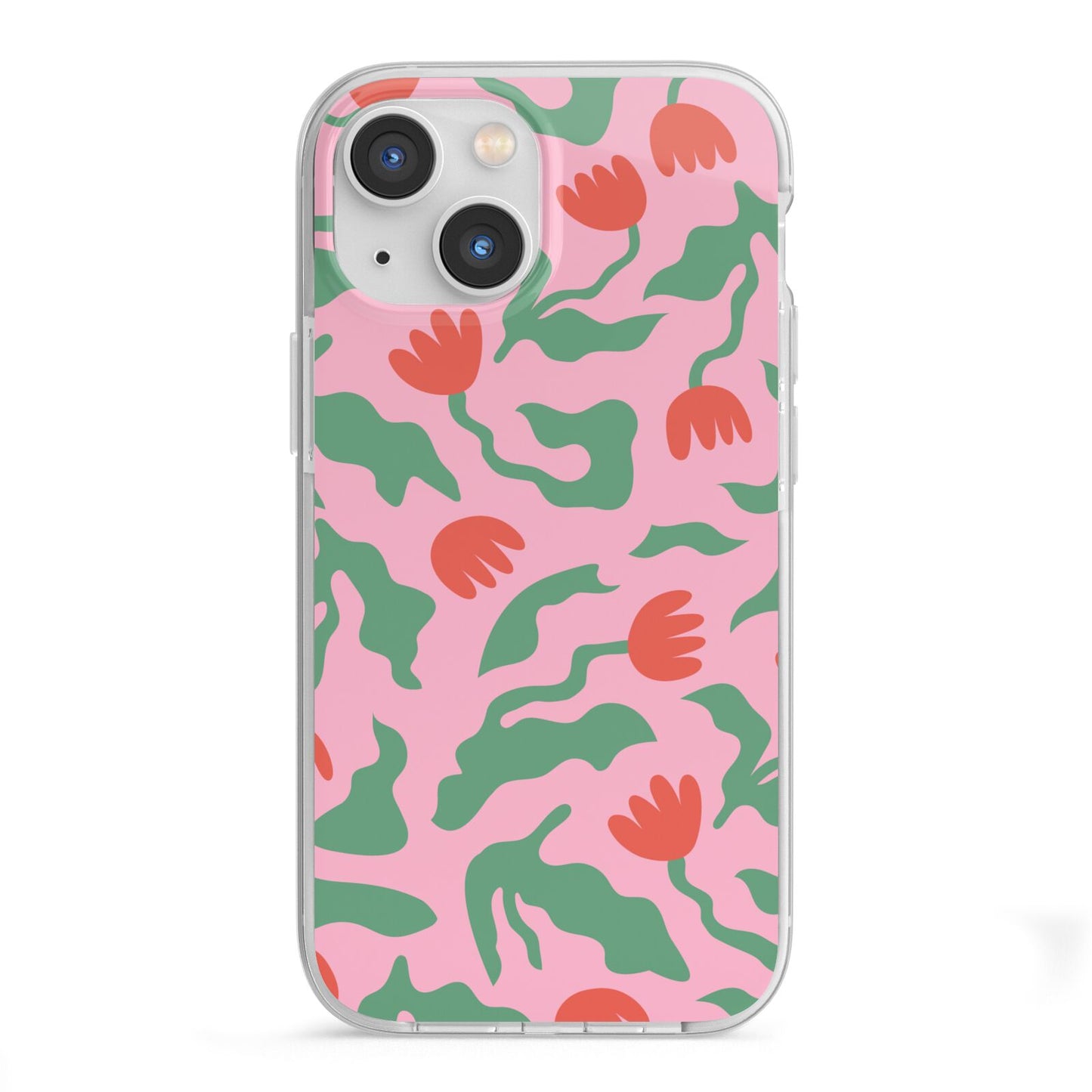 Simple Floral iPhone 13 Mini TPU Impact Case with White Edges