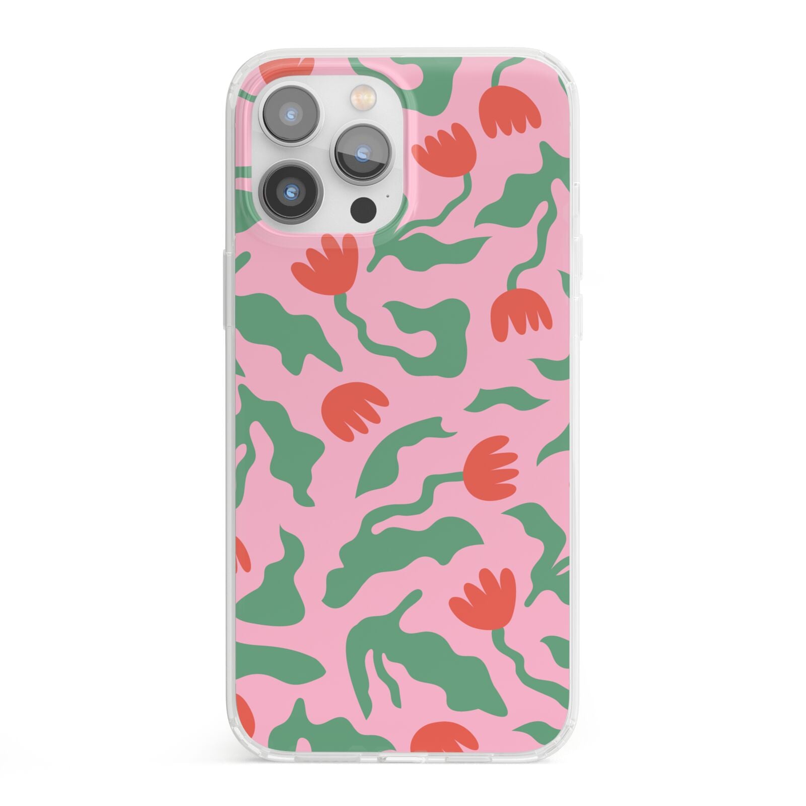 Simple Floral iPhone 13 Pro Max Clear Bumper Case