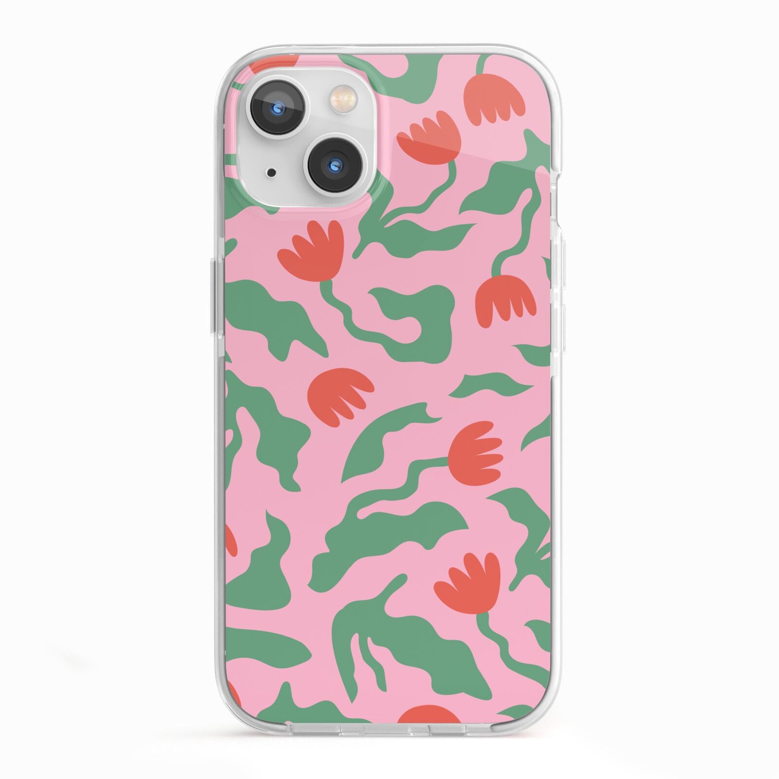 Simple Floral iPhone 13 TPU Impact Case with White Edges