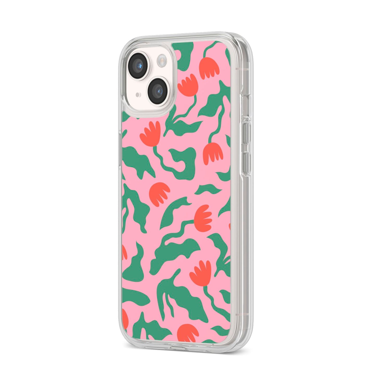 Simple Floral iPhone 14 Clear Tough Case Starlight Angled Image
