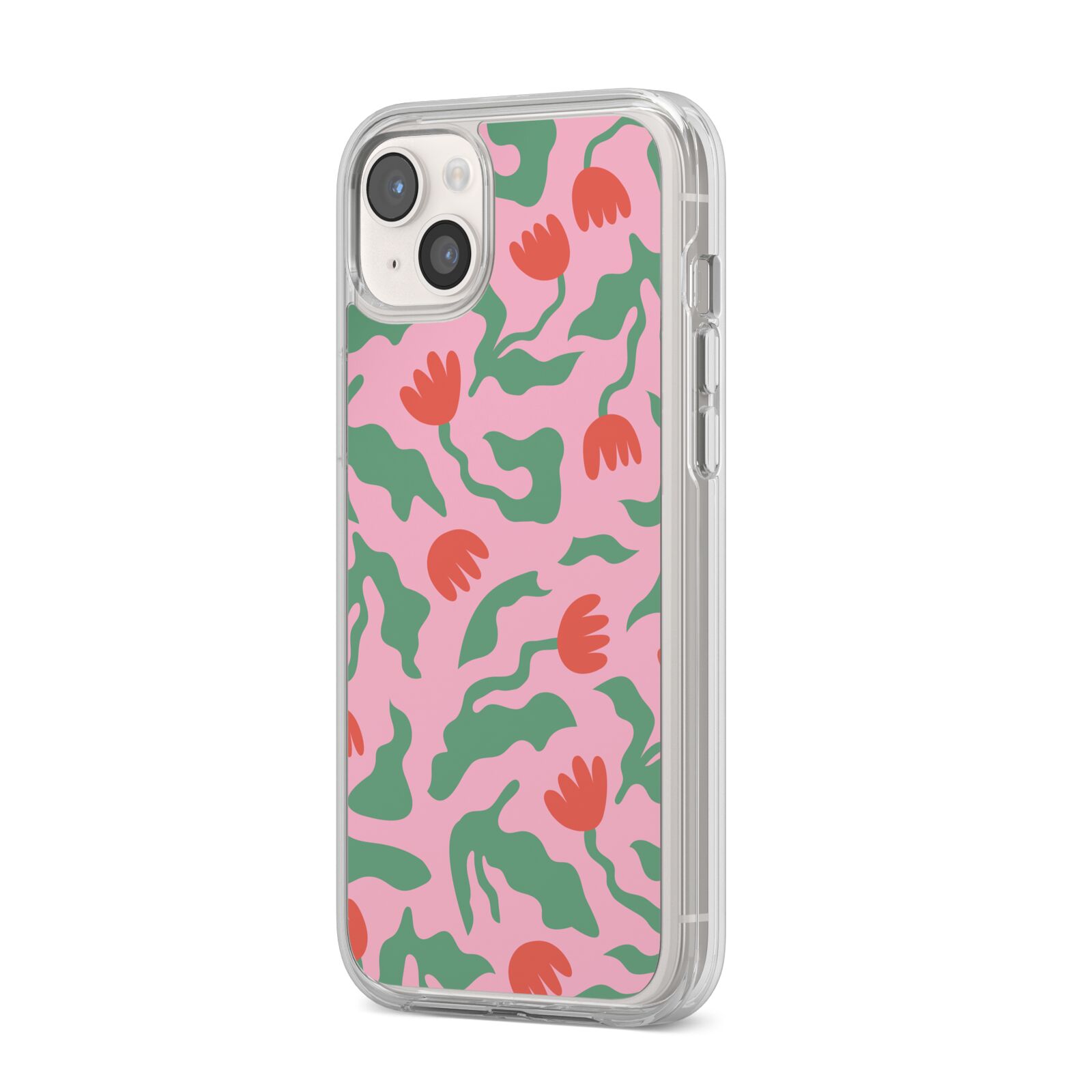 Simple Floral iPhone 14 Plus Clear Tough Case Starlight Angled Image