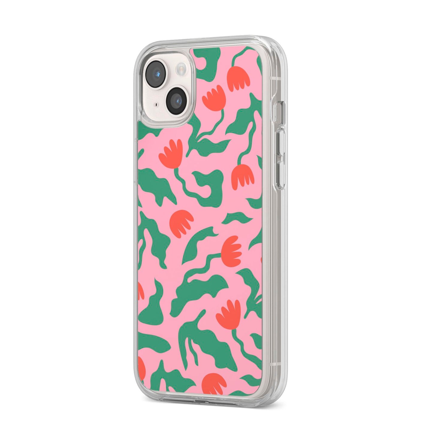 Simple Floral iPhone 14 Plus Clear Tough Case Starlight Angled Image