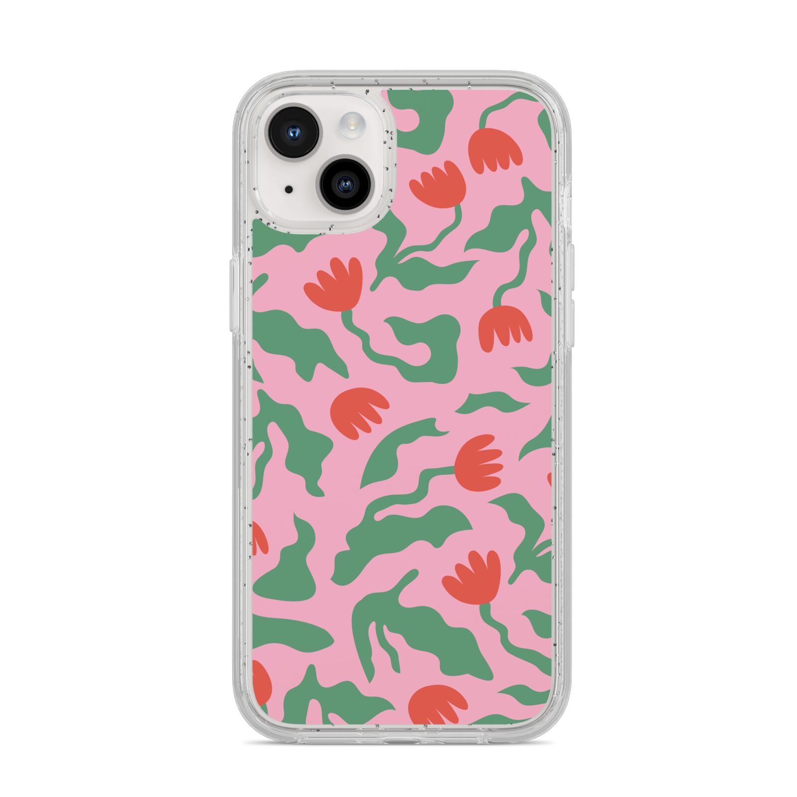 Simple Floral iPhone 14 Plus Glitter Tough Case Starlight