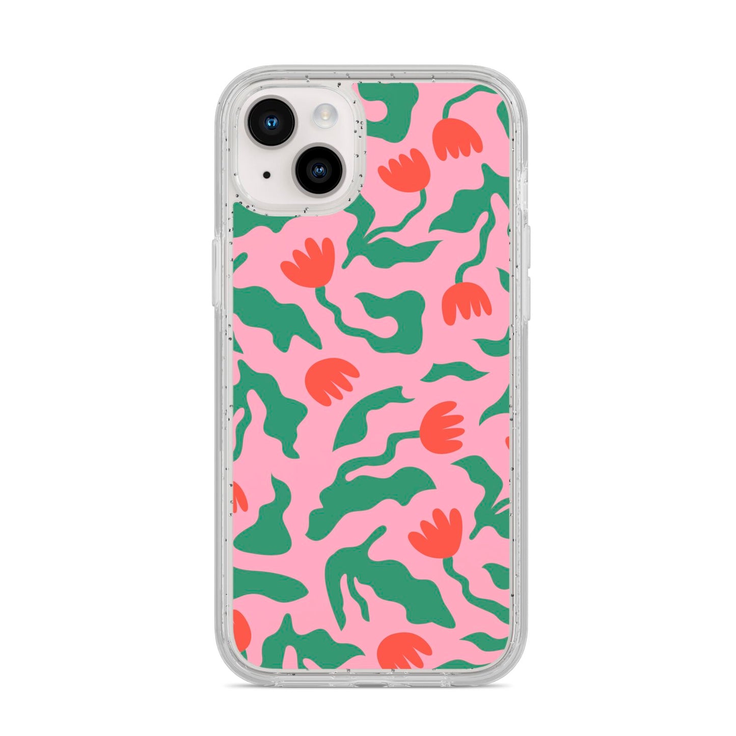 Simple Floral iPhone 14 Plus Glitter Tough Case Starlight