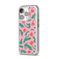 Simple Floral iPhone 14 Pro Clear Tough Case Silver Angled Image