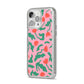 Simple Floral iPhone 14 Pro Max Glitter Tough Case Silver Angled Image