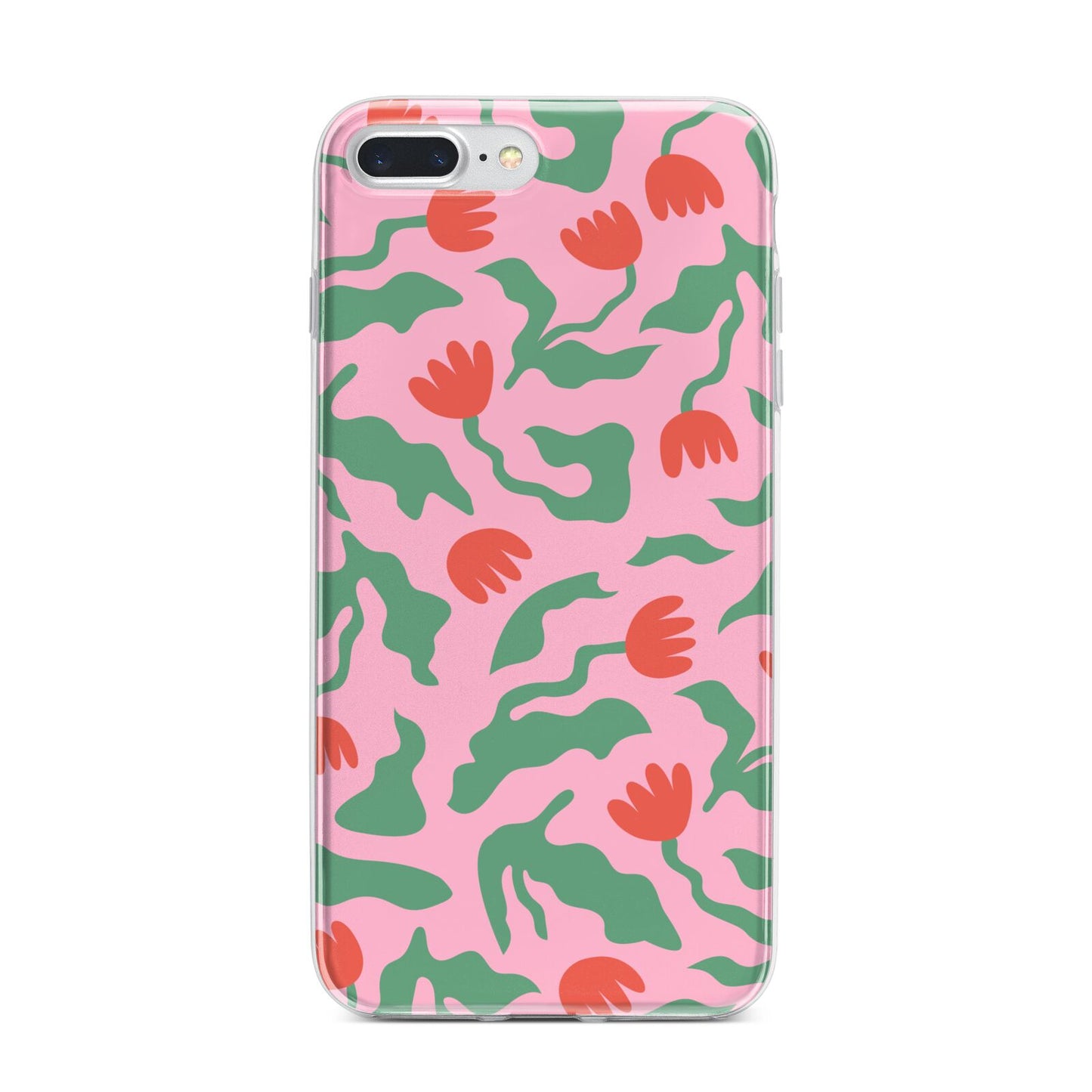 Simple Floral iPhone 7 Plus Bumper Case on Silver iPhone