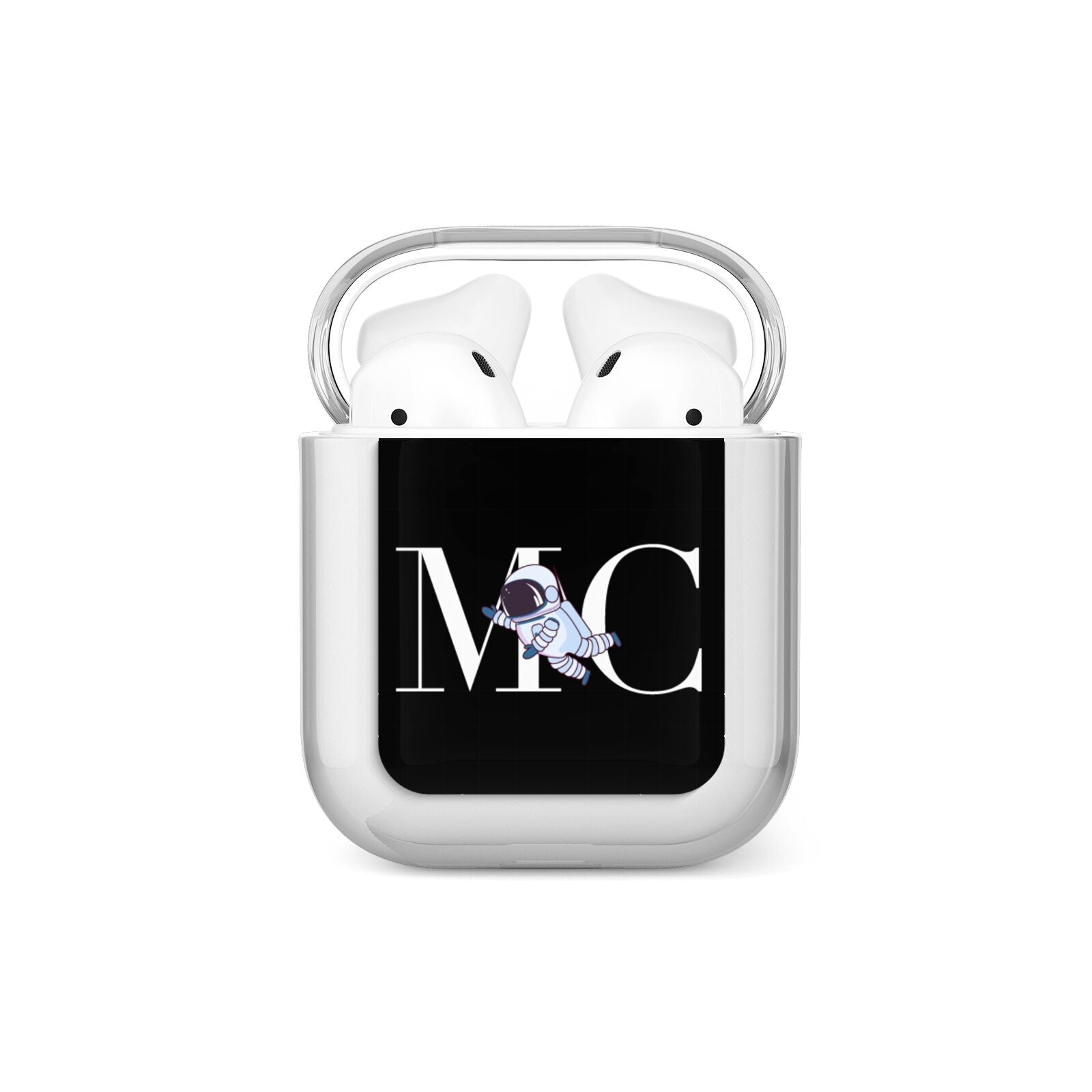 Simple Personalised Astronaut with Initials AirPods Case