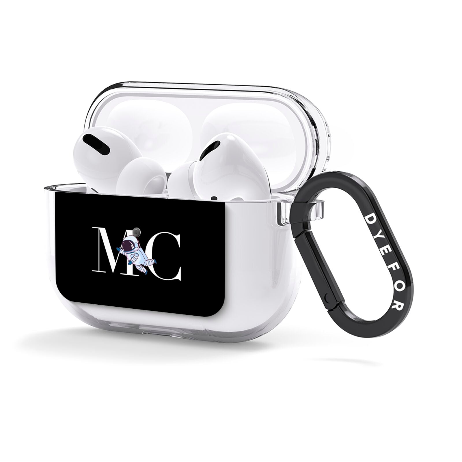 Simple Personalised Astronaut with Initials AirPods Clear Case 3rd Gen Side Image