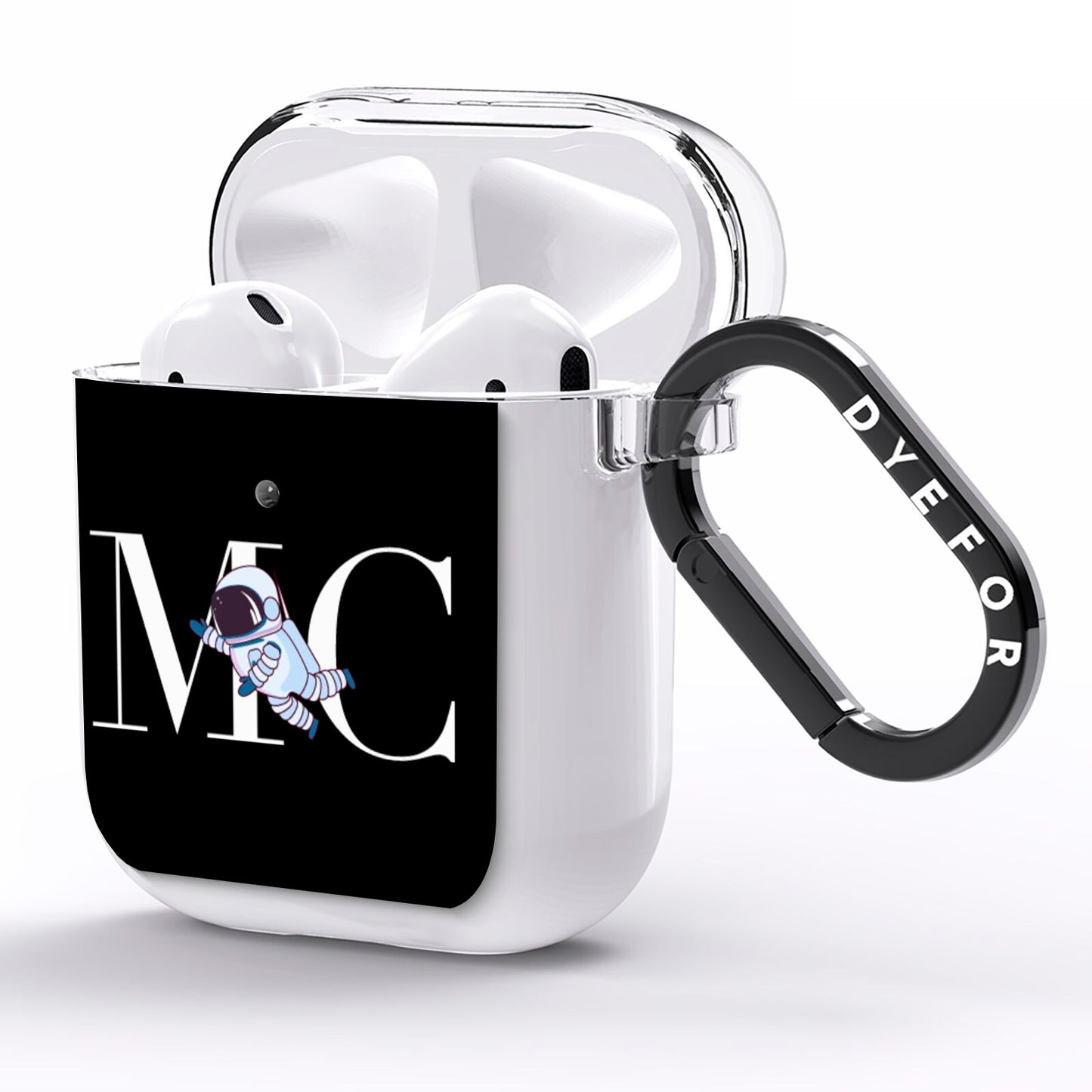 Simple Personalised Astronaut with Initials AirPods Clear Case Side Image