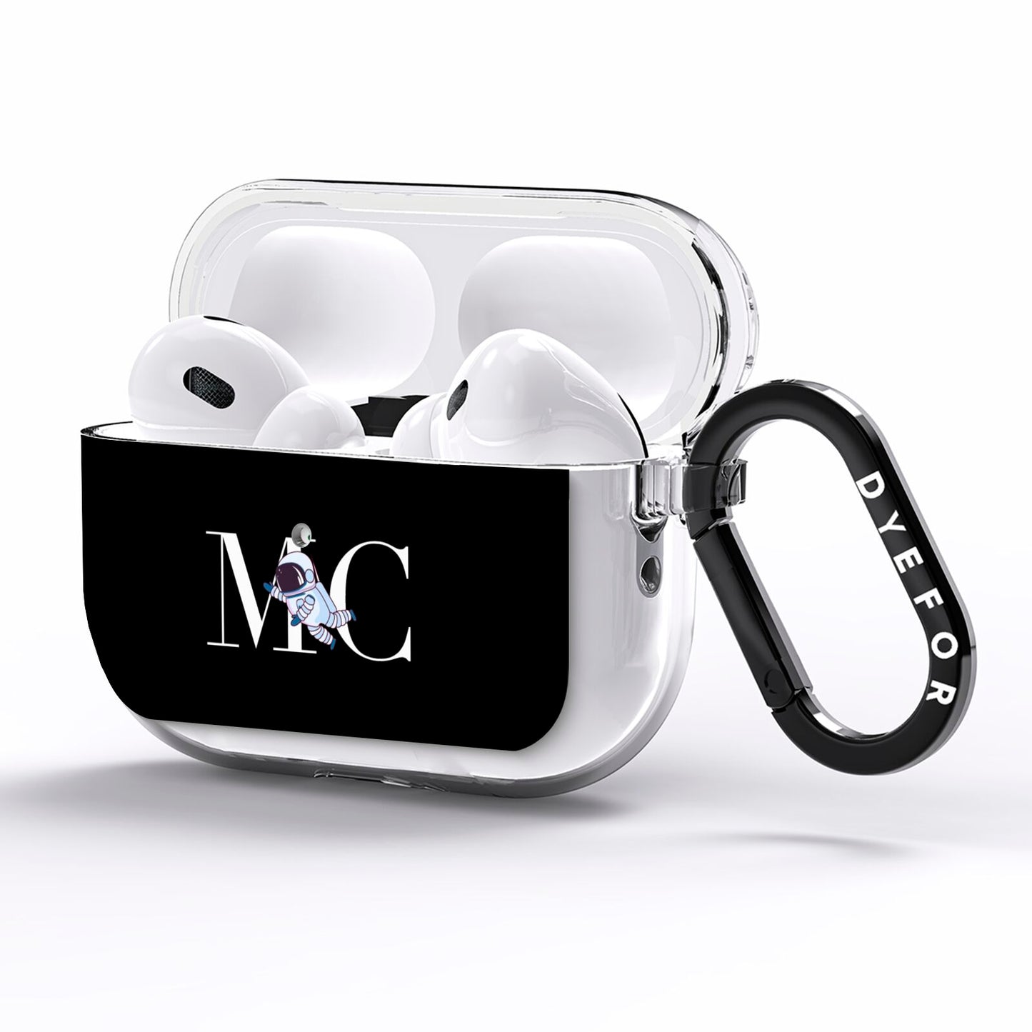 Simple Personalised Astronaut with Initials AirPods Pro Clear Case Side Image