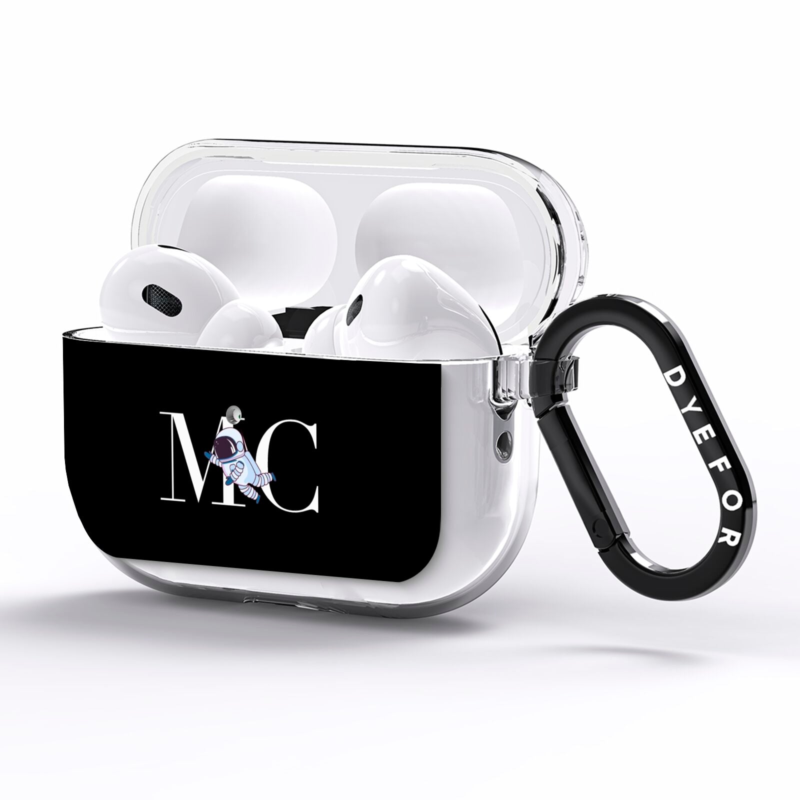 Simple Personalised Astronaut with Initials AirPods Pro Clear Case Side Image