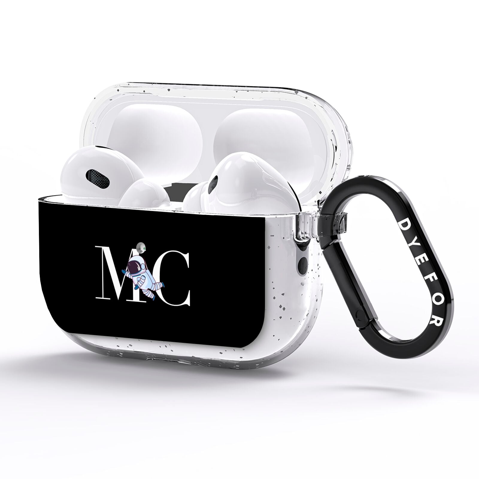 Simple Personalised Astronaut with Initials AirPods Pro Glitter Case Side Image