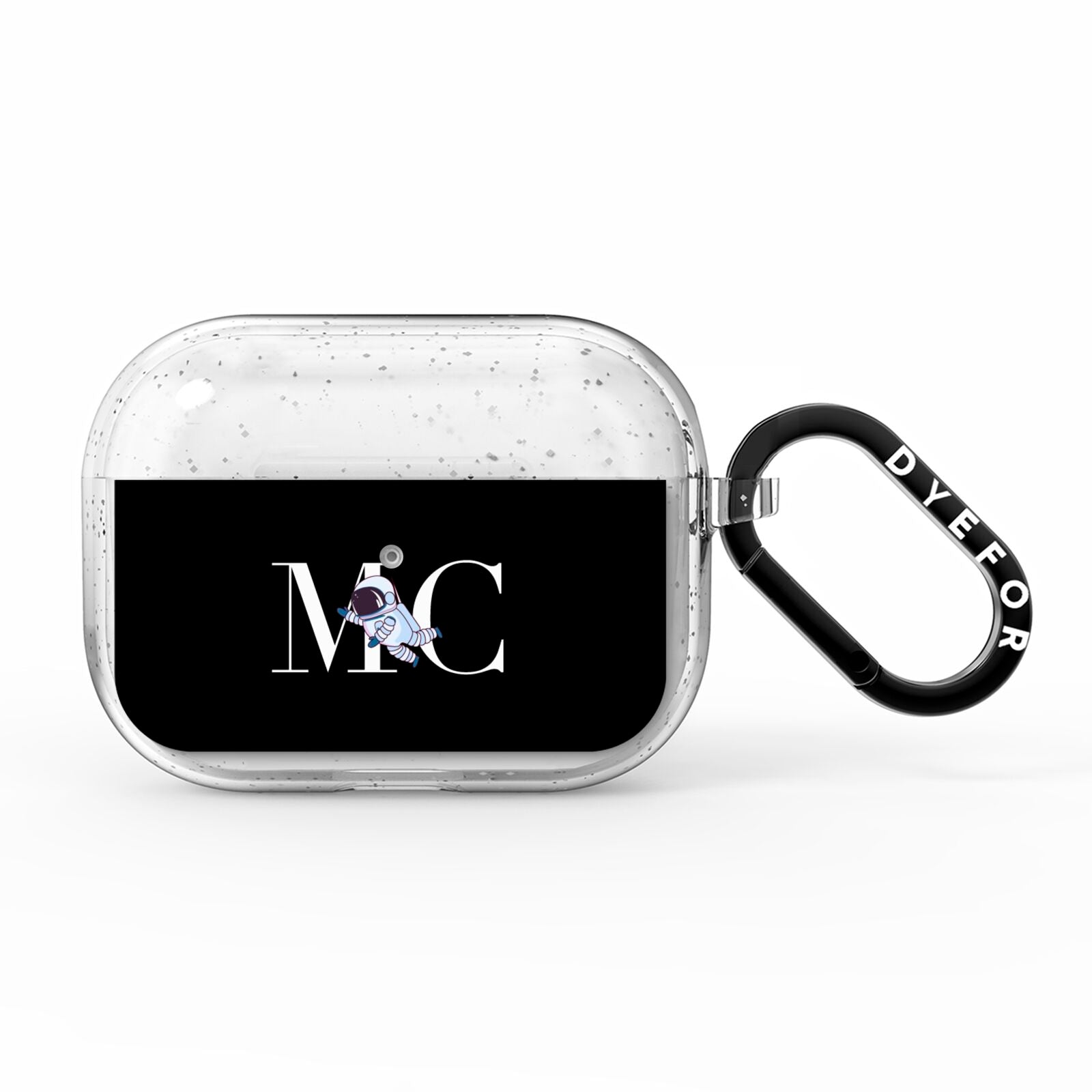 Simple Personalised Astronaut with Initials AirPods Pro Glitter Case