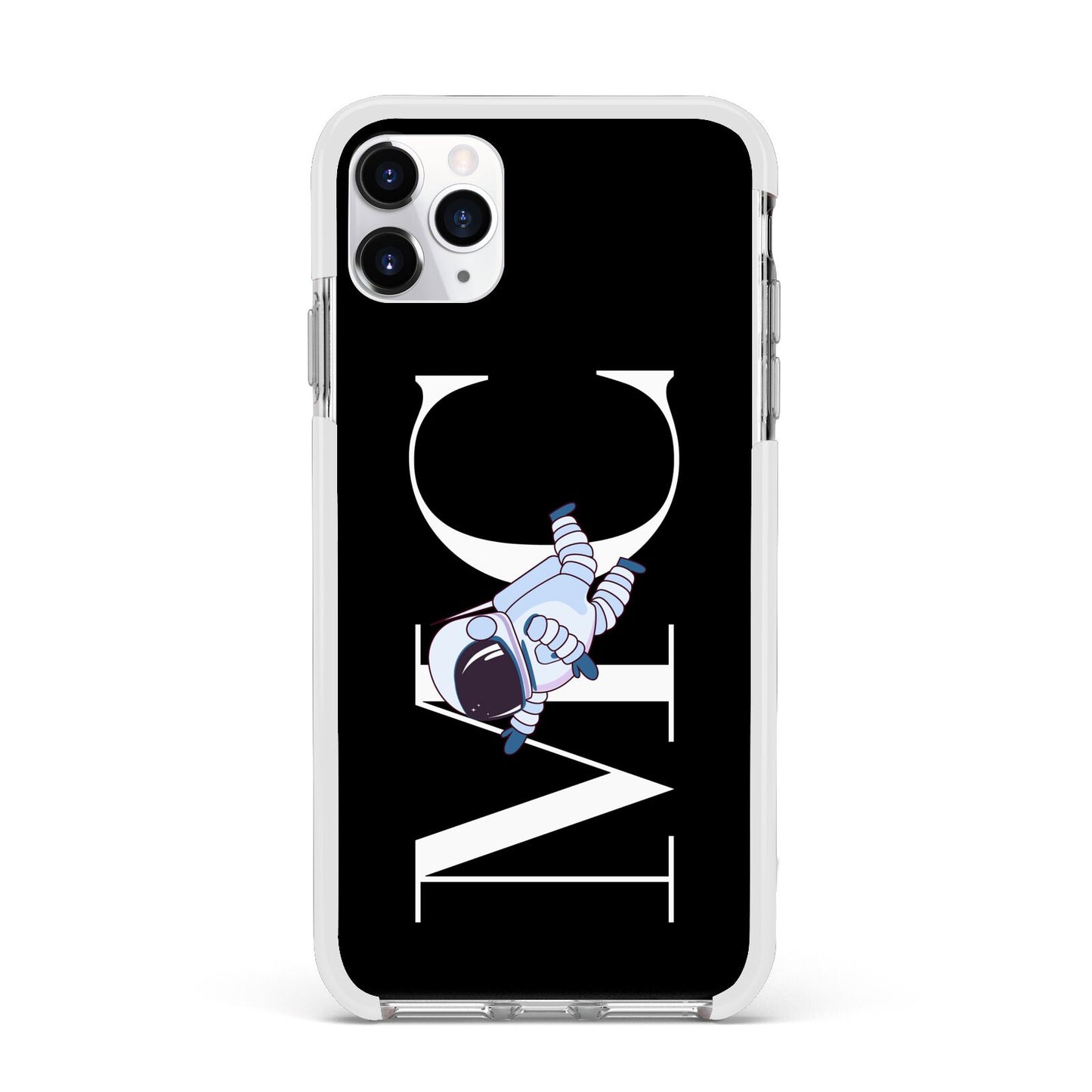 Simple Personalised Astronaut with Initials Apple iPhone 11 Pro Max in Silver with White Impact Case
