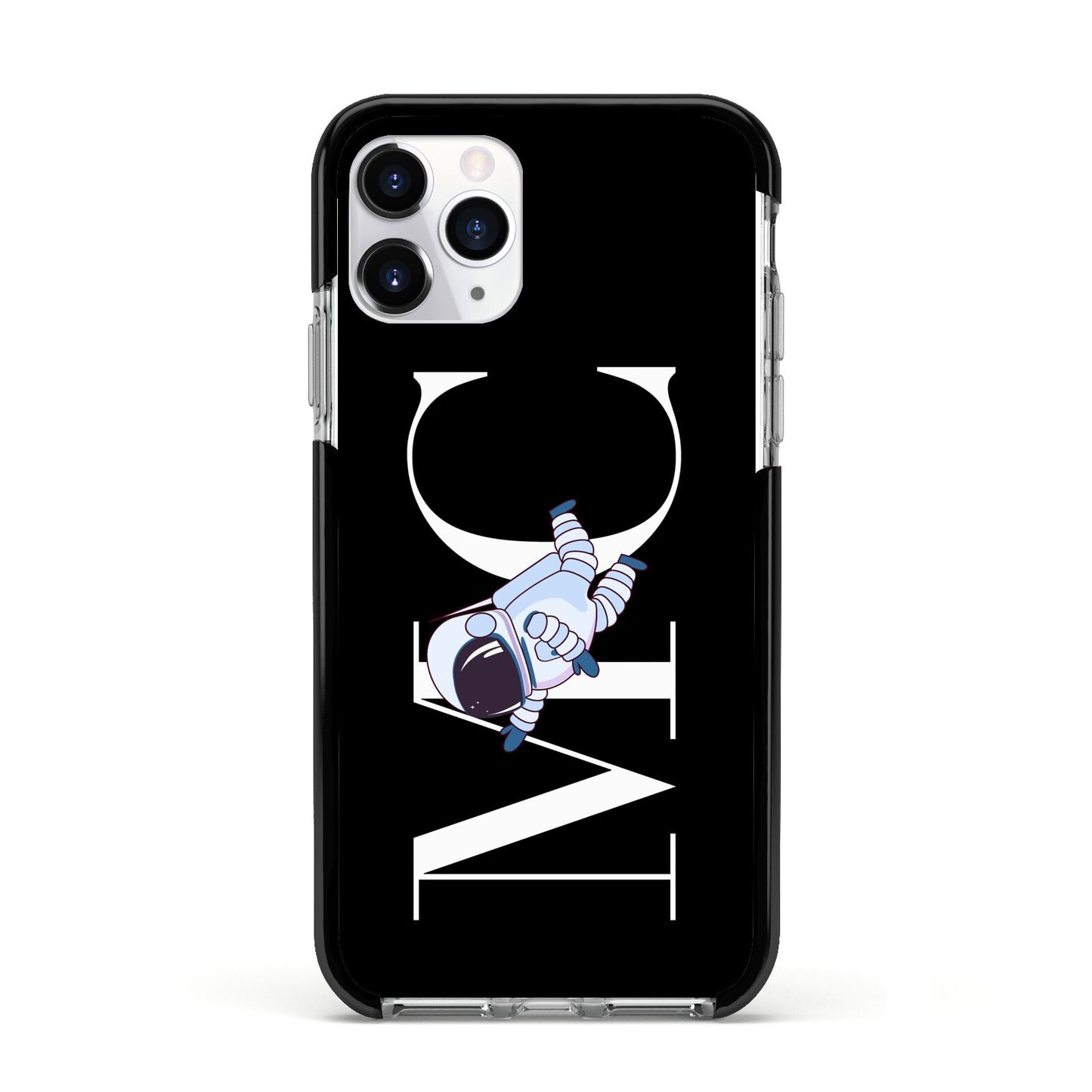 Simple Personalised Astronaut with Initials Apple iPhone 11 Pro in Silver with Black Impact Case