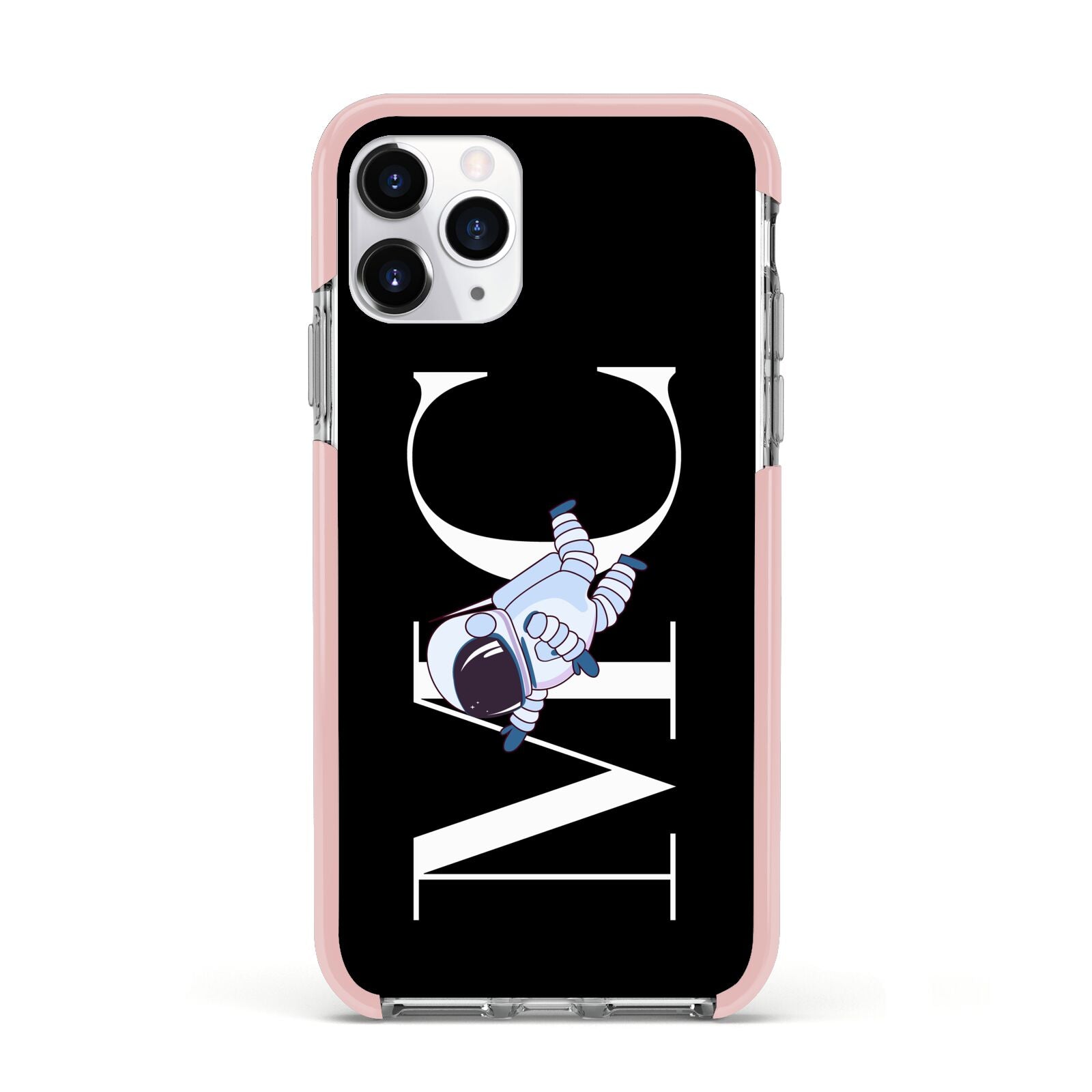 Simple Personalised Astronaut with Initials Apple iPhone 11 Pro in Silver with Pink Impact Case