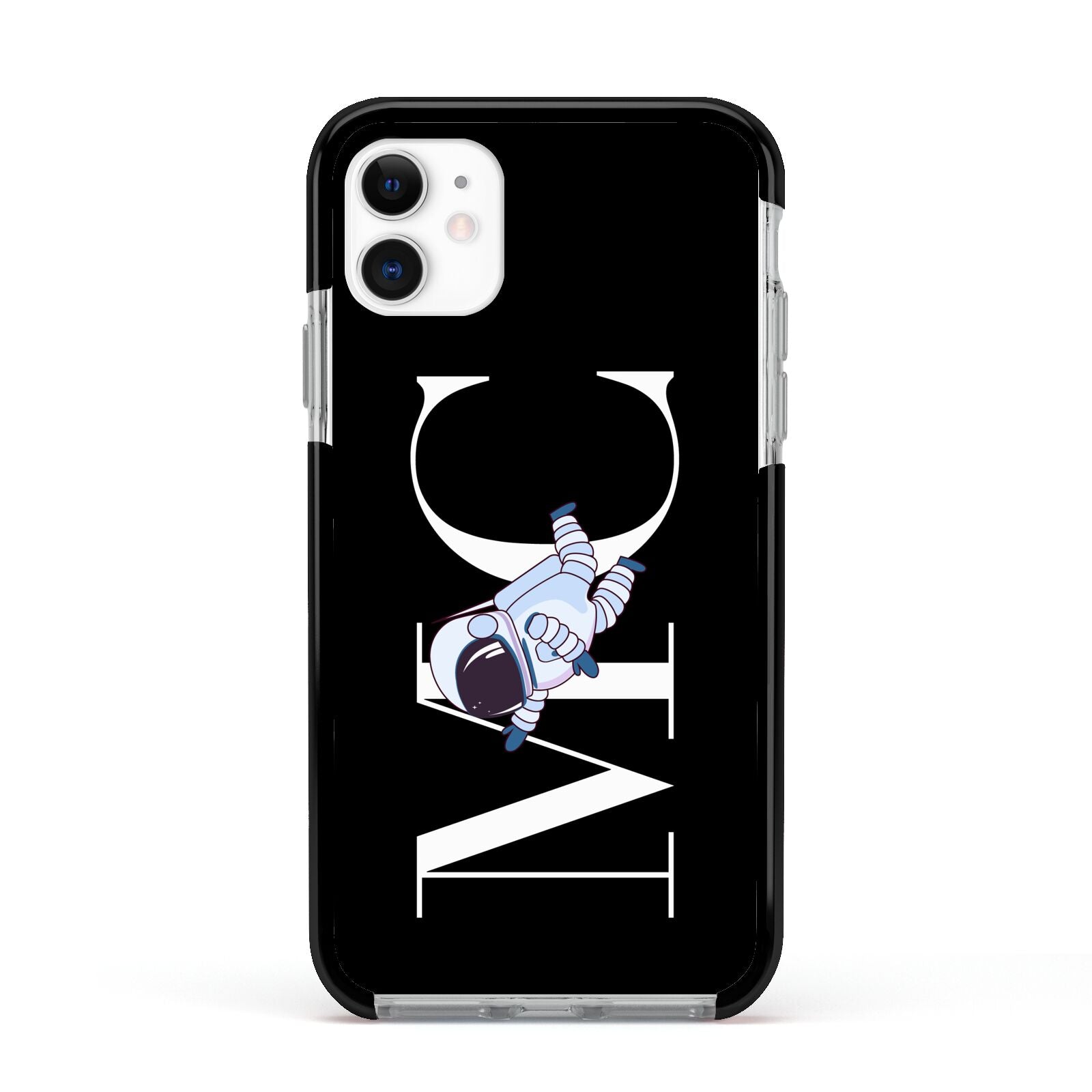 Simple Personalised Astronaut with Initials Apple iPhone 11 in White with Black Impact Case
