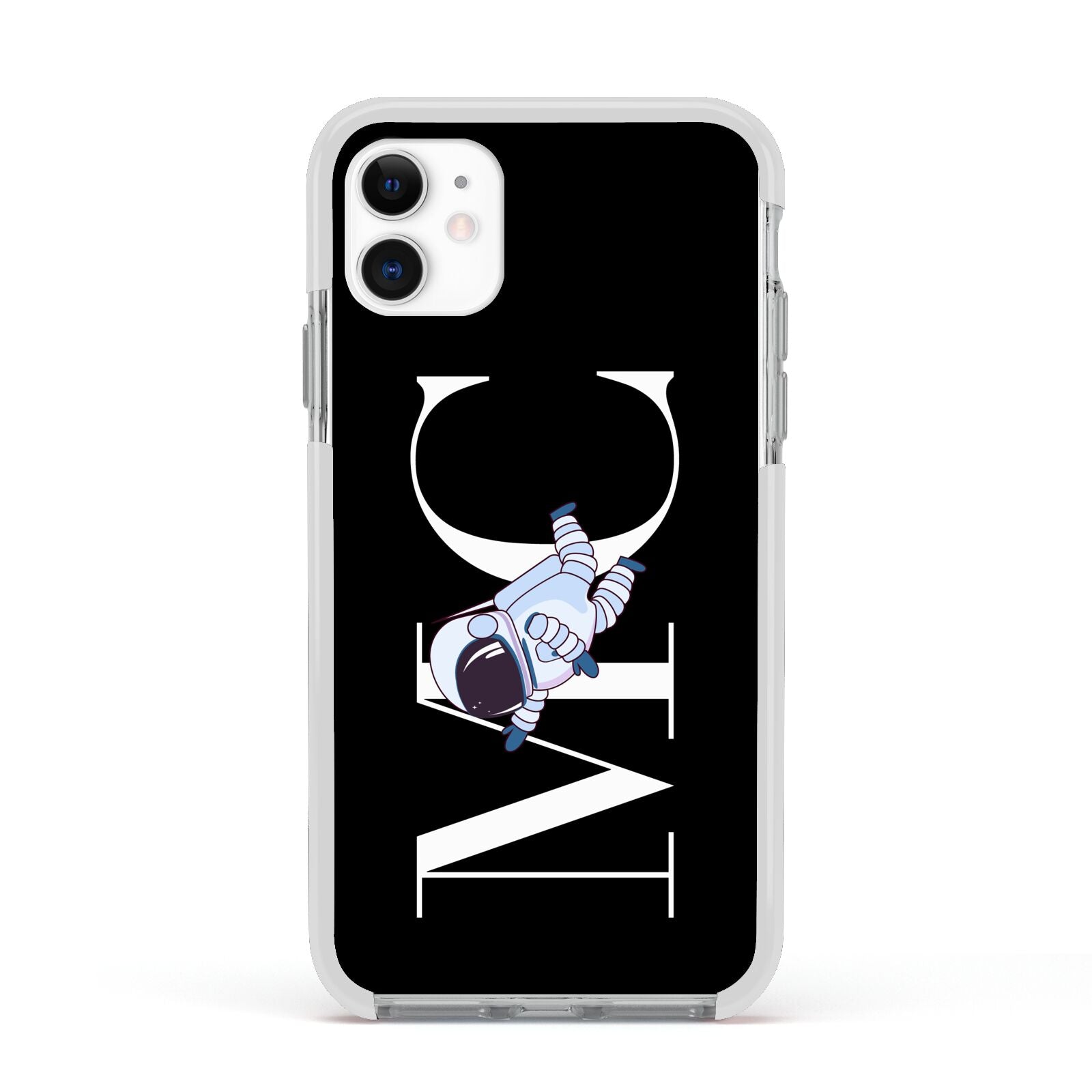 Simple Personalised Astronaut with Initials Apple iPhone 11 in White with White Impact Case