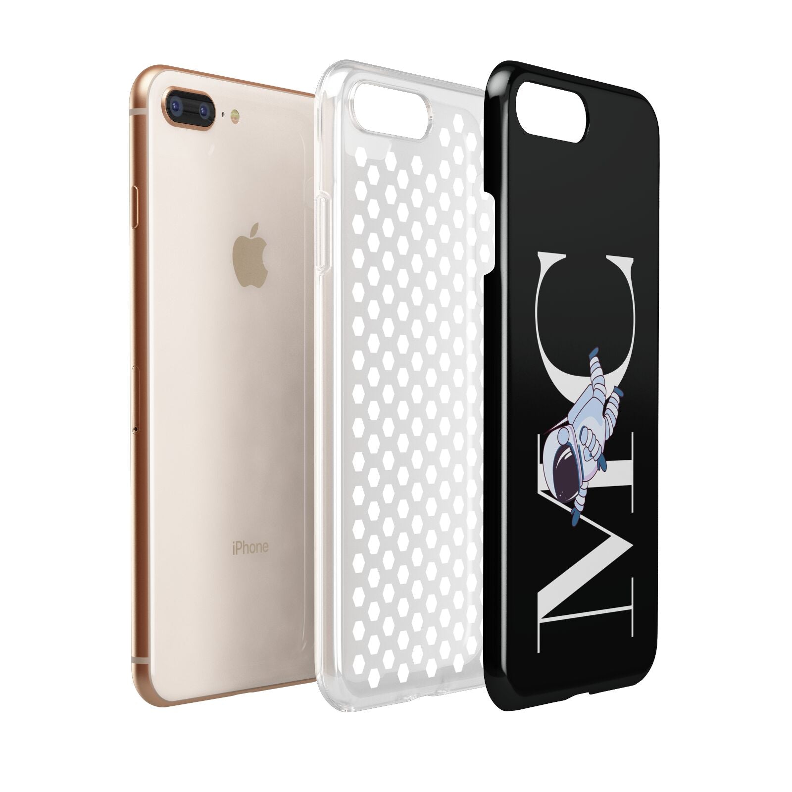 Simple Personalised Astronaut with Initials Apple iPhone 7 8 Plus 3D Tough Case Expanded View