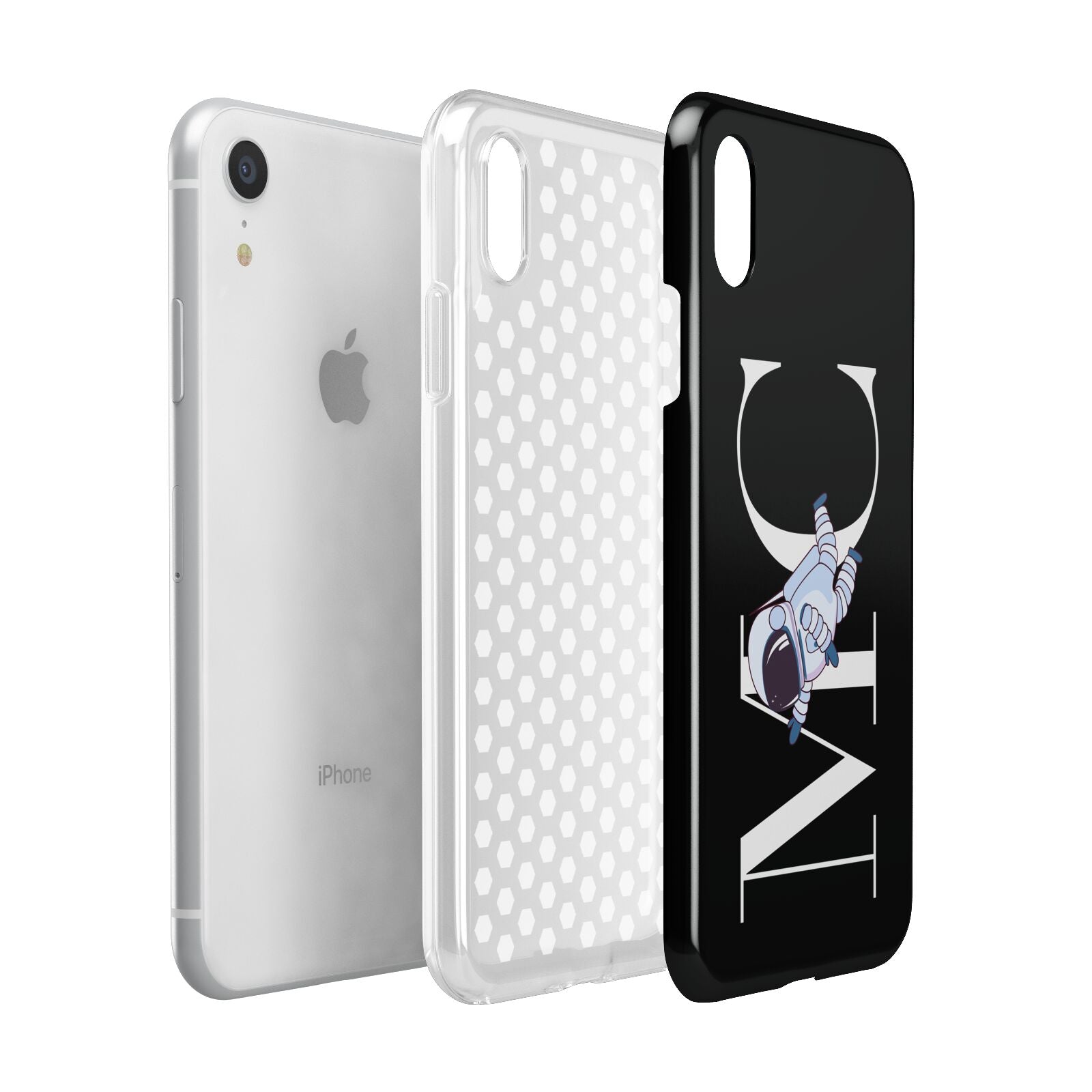 Simple Personalised Astronaut with Initials Apple iPhone XR White 3D Tough Case Expanded view