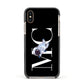 Simple Personalised Astronaut with Initials Apple iPhone Xs Impact Case Black Edge on Gold Phone