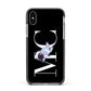 Simple Personalised Astronaut with Initials Apple iPhone Xs Impact Case Black Edge on Silver Phone
